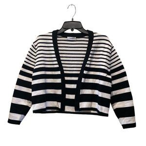 Calvin Klein Black and White Striped Knitted Cardigan